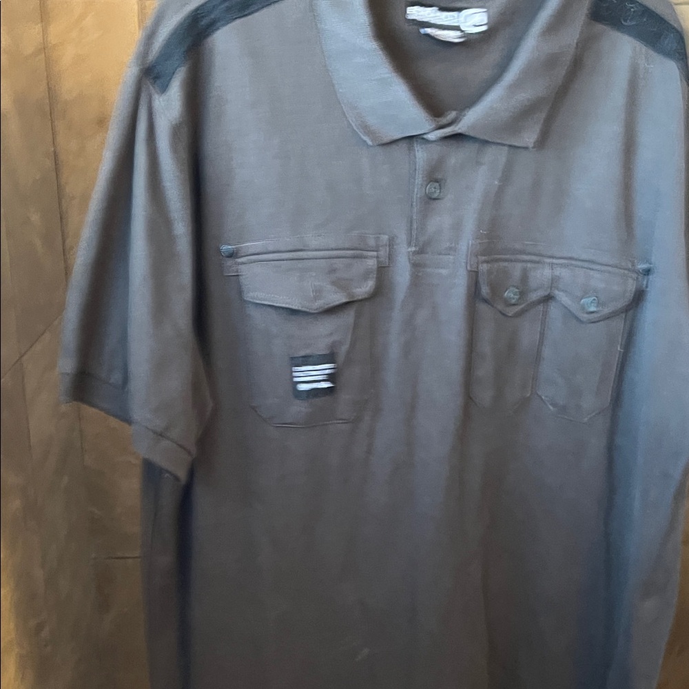 Olive green Ecko Unlimited Men's Polo with Dual Chest Flaps